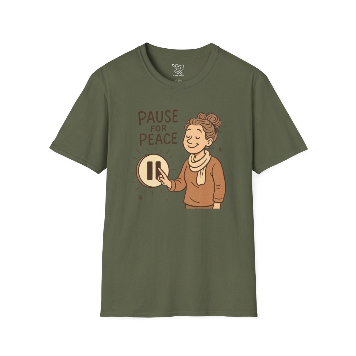 "Pause for Peace" Unisex T-Shirt, Casual Wear, Mindfulness Gift, Relaxation Tee, Inspirational Shirt, Great for Everyday Comfort - MINDSet Collection - AI Tee Hero