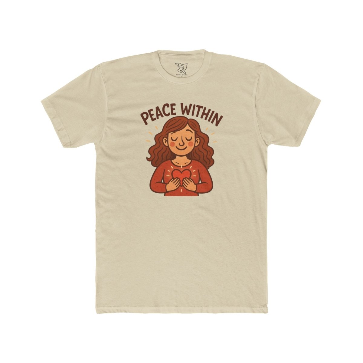 "Peace Within" Unisex Cotton Crew Tee, Relaxed Shirt, Mindfulness Apparel, Gift for Yoga Lovers, Inspirational Clothing - MINDSet Collection - AI Tee Hero