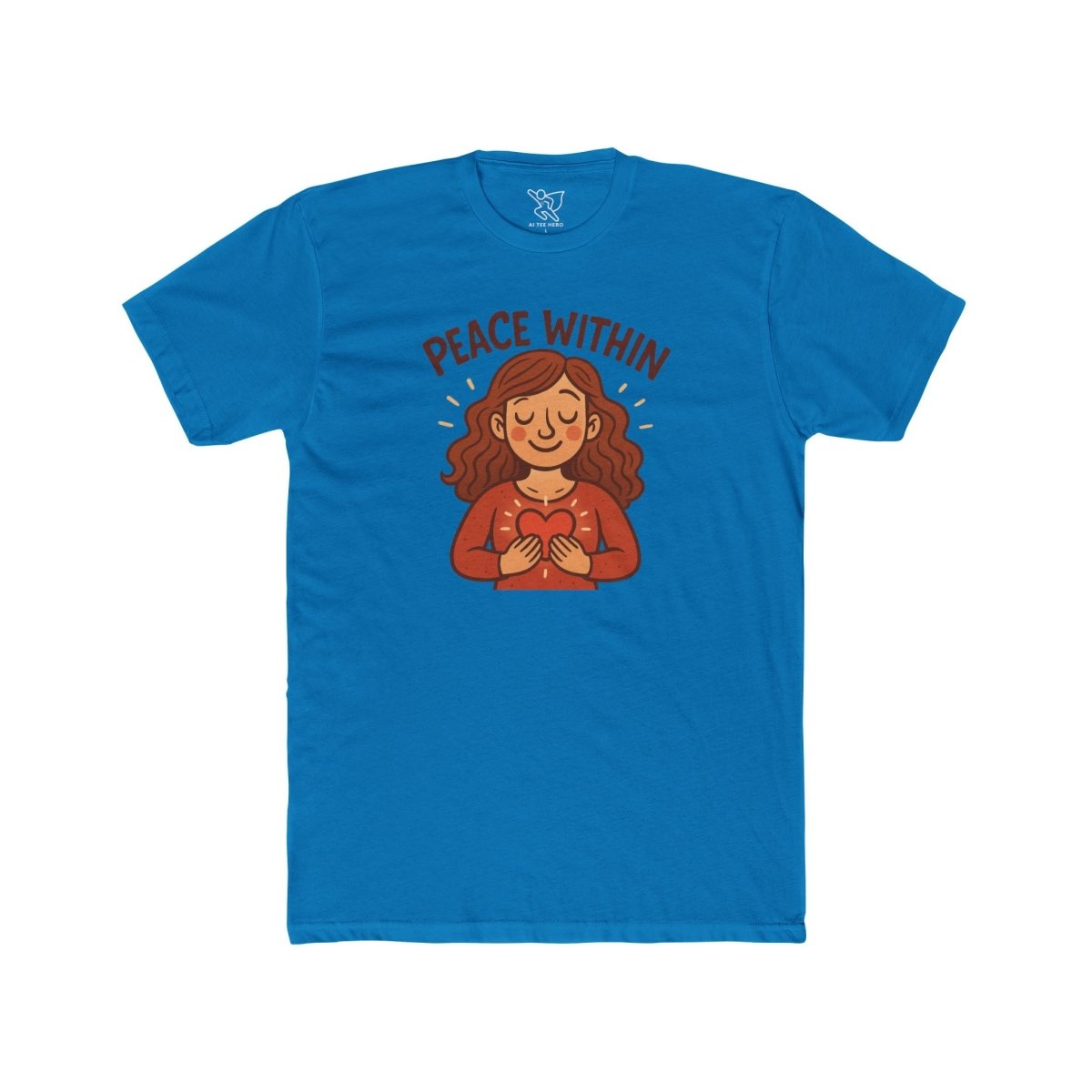 "Peace Within" Unisex Cotton Crew Tee, Relaxed Shirt, Mindfulness Apparel, Gift for Yoga Lovers, Inspirational Clothing - MINDSet Collection - AI Tee Hero