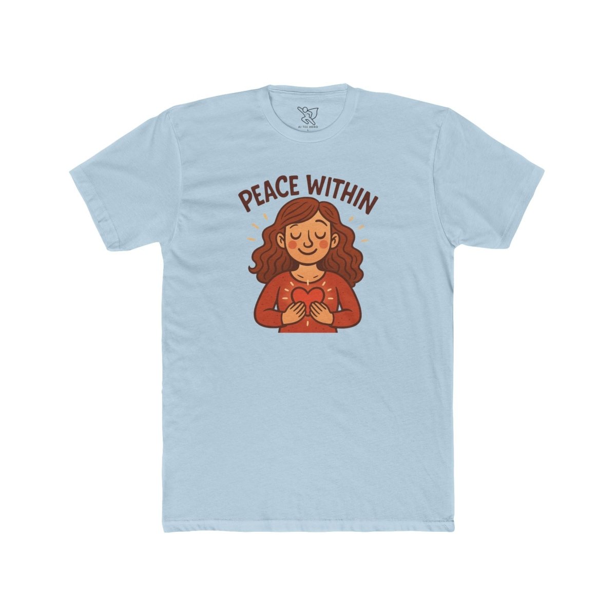 "Peace Within" Unisex Cotton Crew Tee, Relaxed Shirt, Mindfulness Apparel, Gift for Yoga Lovers, Inspirational Clothing - MINDSet Collection - AI Tee Hero