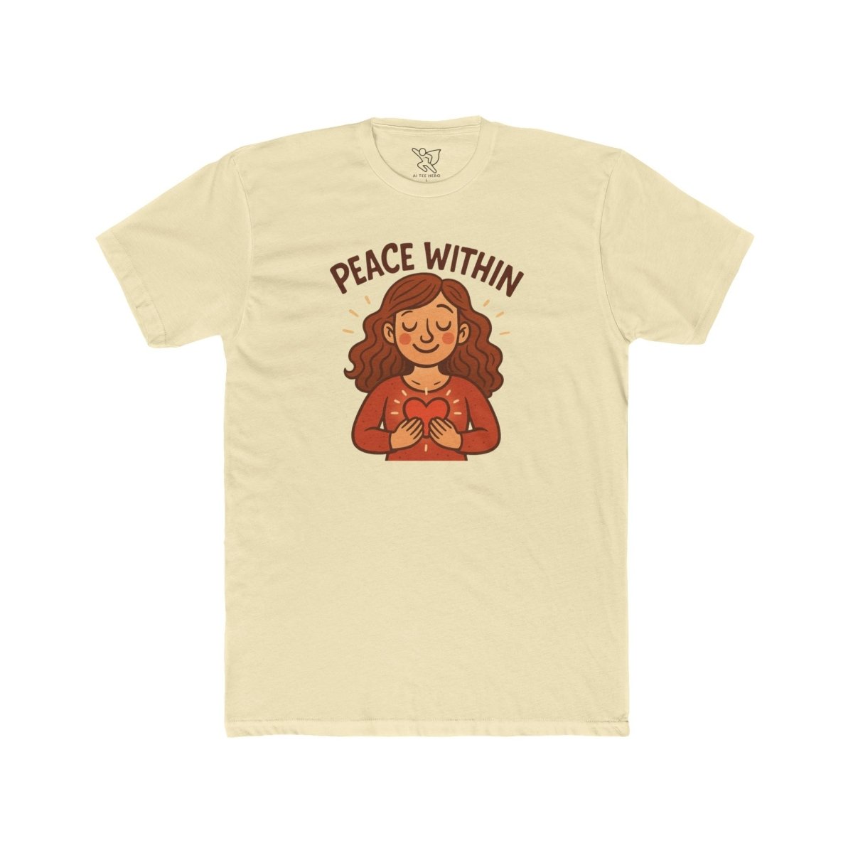 "Peace Within" Unisex Cotton Crew Tee, Relaxed Shirt, Mindfulness Apparel, Gift for Yoga Lovers, Inspirational Clothing - MINDSet Collection - AI Tee Hero