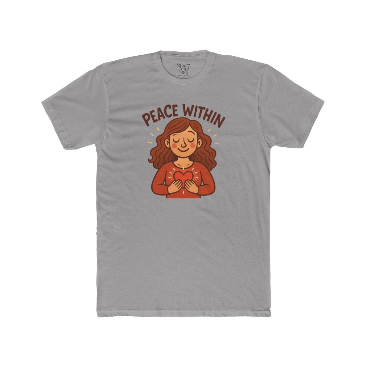 "Peace Within" Unisex Cotton Crew Tee, Relaxed Shirt, Mindfulness Apparel, Gift for Yoga Lovers, Inspirational Clothing - MINDSet Collection - AI Tee Hero