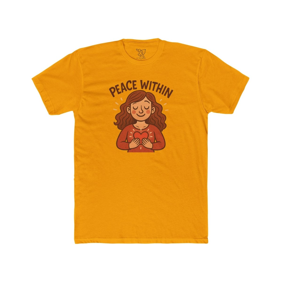 "Peace Within" Unisex Cotton Crew Tee, Relaxed Shirt, Mindfulness Apparel, Gift for Yoga Lovers, Inspirational Clothing - MINDSet Collection - AI Tee Hero
