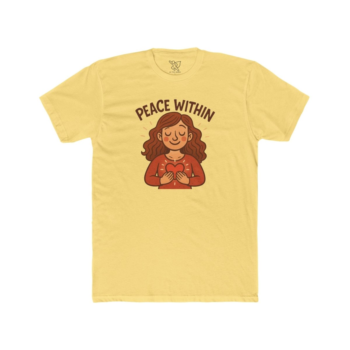 "Peace Within" Unisex Cotton Crew Tee, Relaxed Shirt, Mindfulness Apparel, Gift for Yoga Lovers, Inspirational Clothing - MINDSet Collection - AI Tee Hero