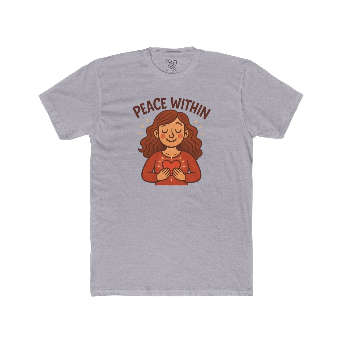 "Peace Within" Unisex Cotton Crew Tee, Relaxed Shirt, Mindfulness Apparel, Gift for Yoga Lovers, Inspirational Clothing - MINDSet Collection - AI Tee Hero