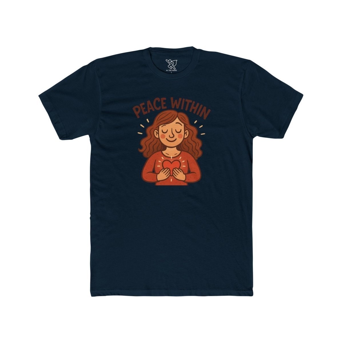 "Peace Within" Unisex Cotton Crew Tee, Relaxed Shirt, Mindfulness Apparel, Gift for Yoga Lovers, Inspirational Clothing - MINDSet Collection - AI Tee Hero