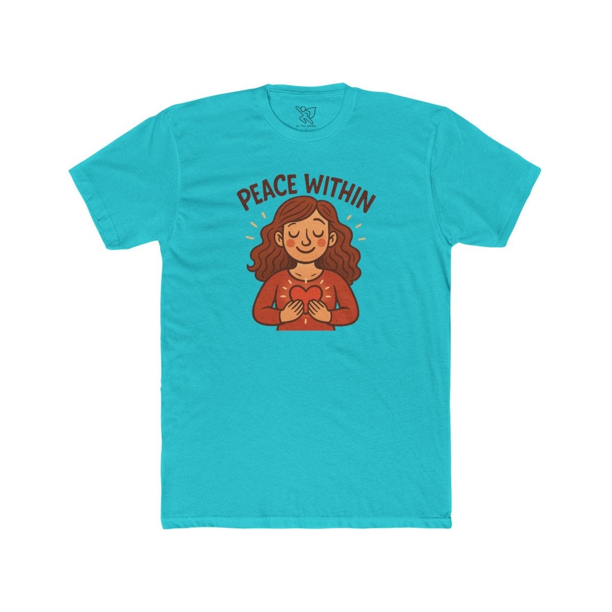 "Peace Within" Unisex Cotton Crew Tee, Relaxed Shirt, Mindfulness Apparel, Gift for Yoga Lovers, Inspirational Clothing - MINDSet Collection - AI Tee Hero