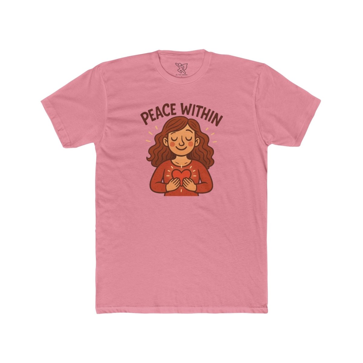 "Peace Within" Unisex Cotton Crew Tee, Relaxed Shirt, Mindfulness Apparel, Gift for Yoga Lovers, Inspirational Clothing - MINDSet Collection - AI Tee Hero
