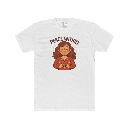 "Peace Within" Unisex Cotton Crew Tee, Relaxed Shirt, Mindfulness Apparel, Gift for Yoga Lovers, Inspirational Clothing - MINDSet Collection - AI Tee Hero