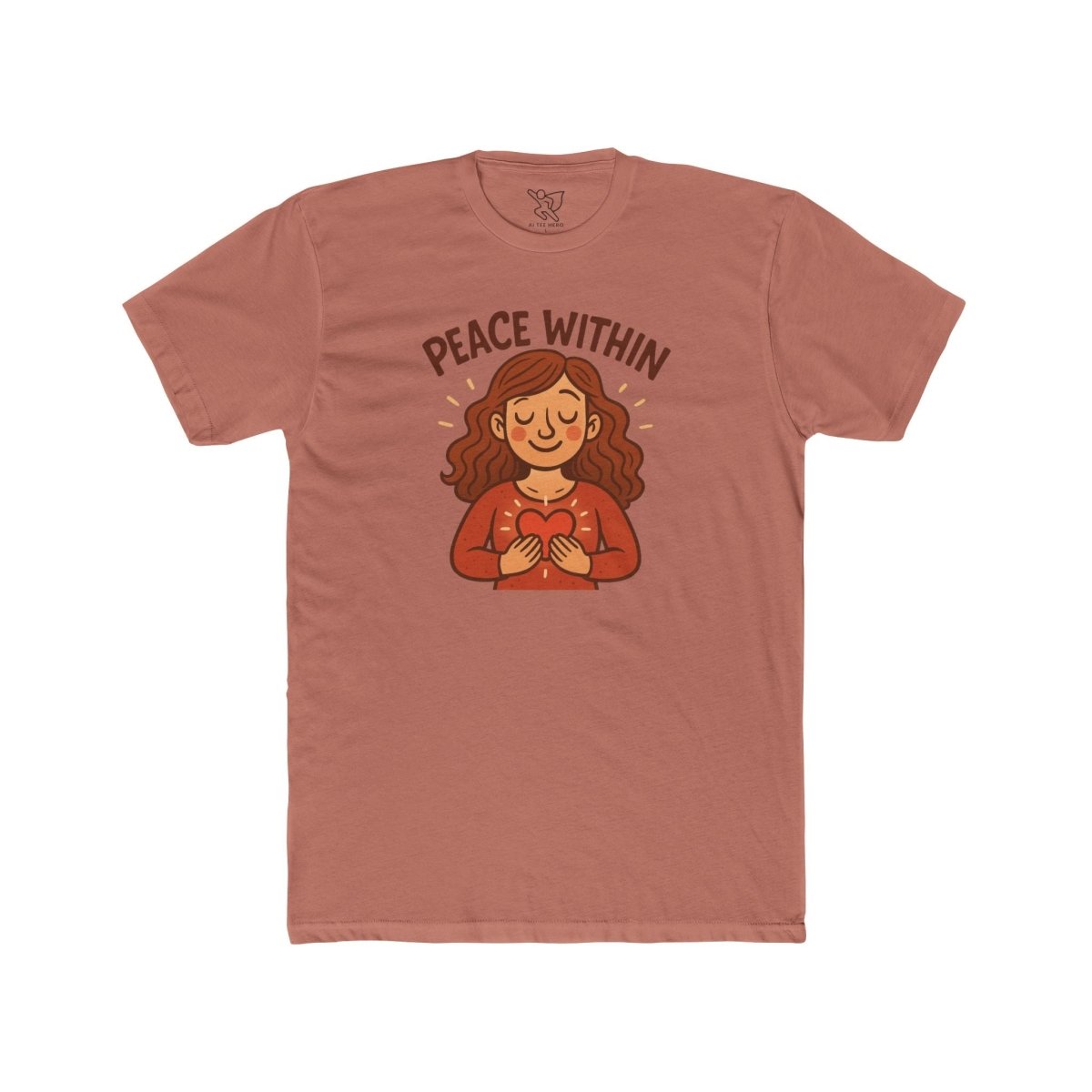 "Peace Within" Unisex Cotton Crew Tee, Relaxed Shirt, Mindfulness Apparel, Gift for Yoga Lovers, Inspirational Clothing - MINDSet Collection - AI Tee Hero