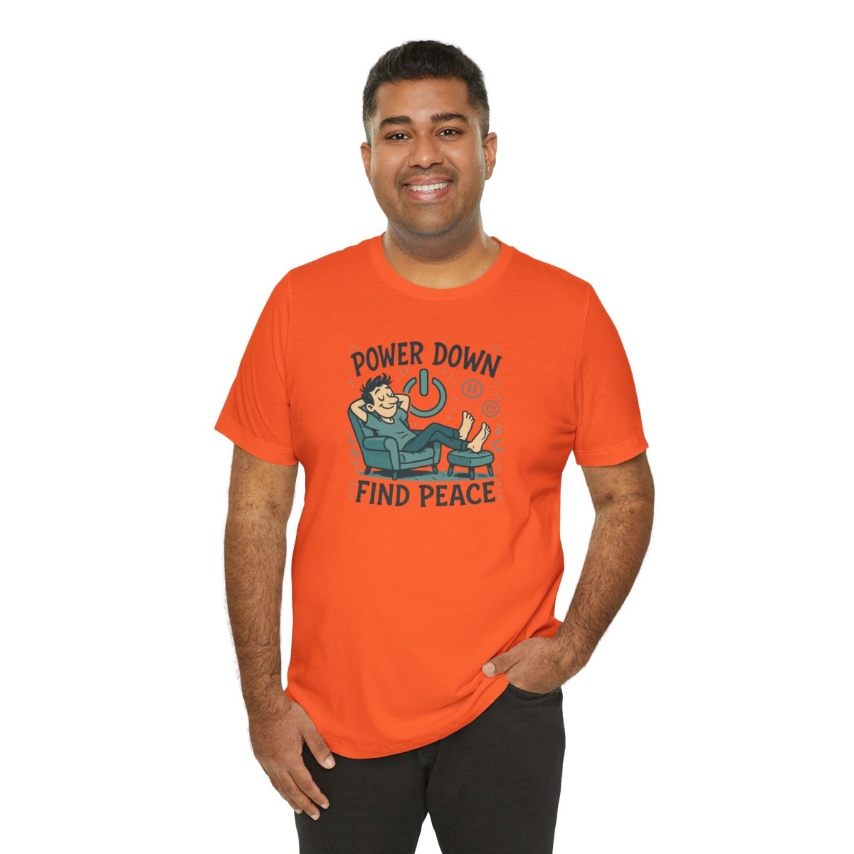 "Power Down, Find Peace" Relaxation - Themed Unisex Tee, Casual Wear, Self - Care Gift, Relaxation Shirt, Comfort Tee - MINDSet Collection - AI Tee Hero
