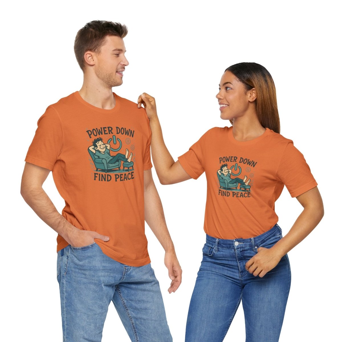 "Power Down, Find Peace" Relaxation - Themed Unisex Tee, Casual Wear, Self - Care Gift, Relaxation Shirt, Comfort Tee - MINDSet Collection - AI Tee Hero