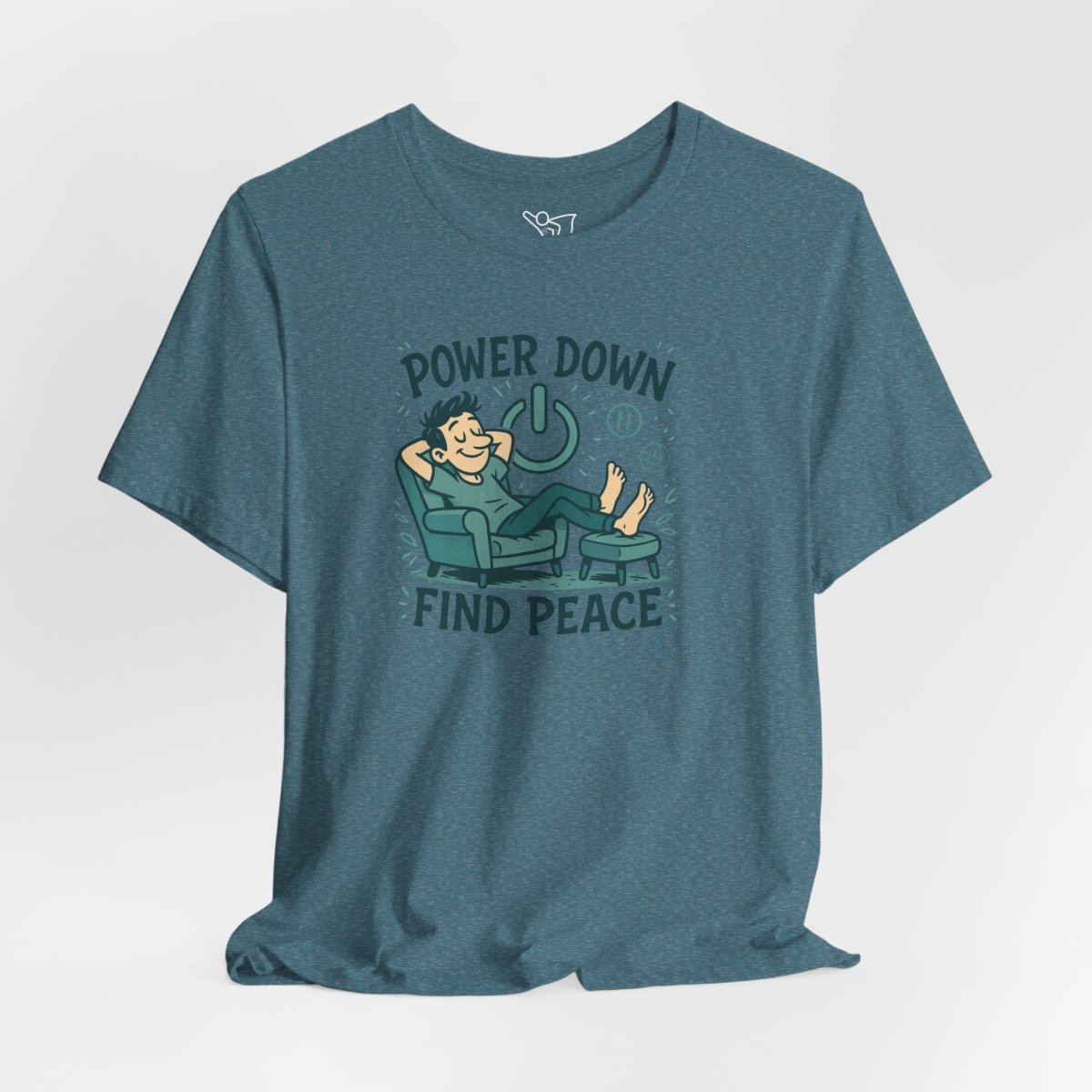 "Power Down, Find Peace" Relaxation - Themed Unisex Tee, Casual Wear, Self - Care Gift, Relaxation Shirt, Comfort Tee - MINDSet Collection - AI Tee Hero