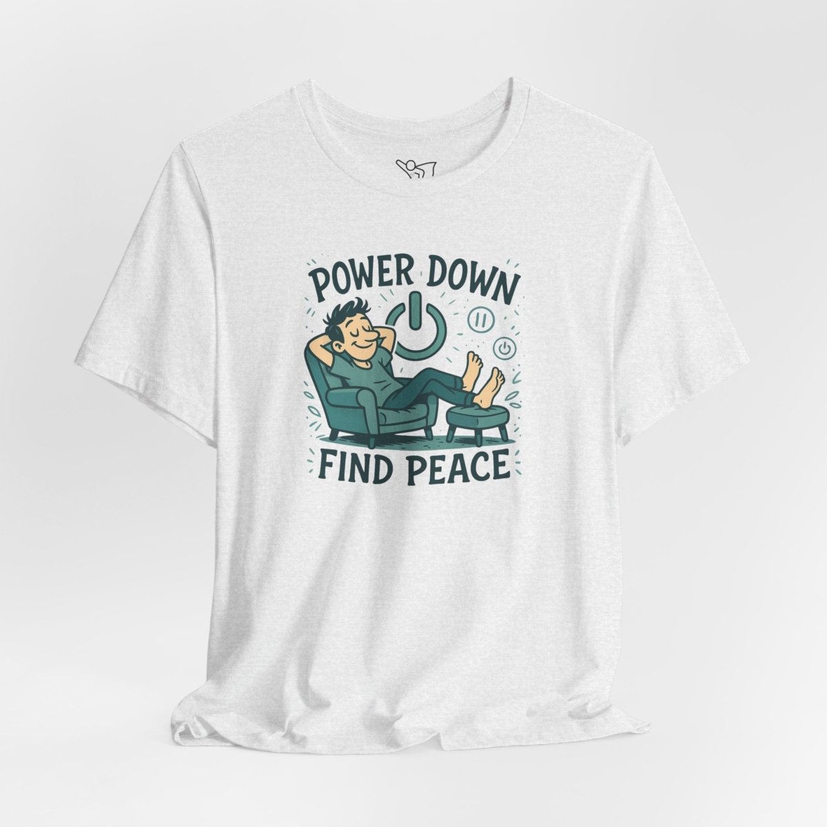 "Power Down, Find Peace" Relaxation - Themed Unisex Tee, Casual Wear, Self - Care Gift, Relaxation Shirt, Comfort Tee - MINDSet Collection - AI Tee Hero