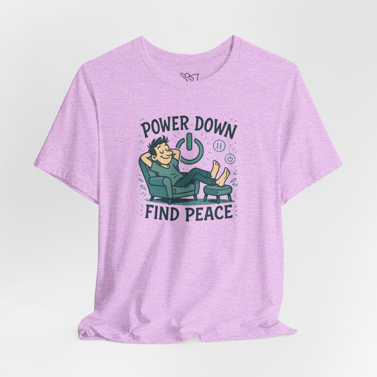 "Power Down, Find Peace" Relaxation - Themed Unisex Tee, Casual Wear, Self - Care Gift, Relaxation Shirt, Comfort Tee - MINDSet Collection - AI Tee Hero
