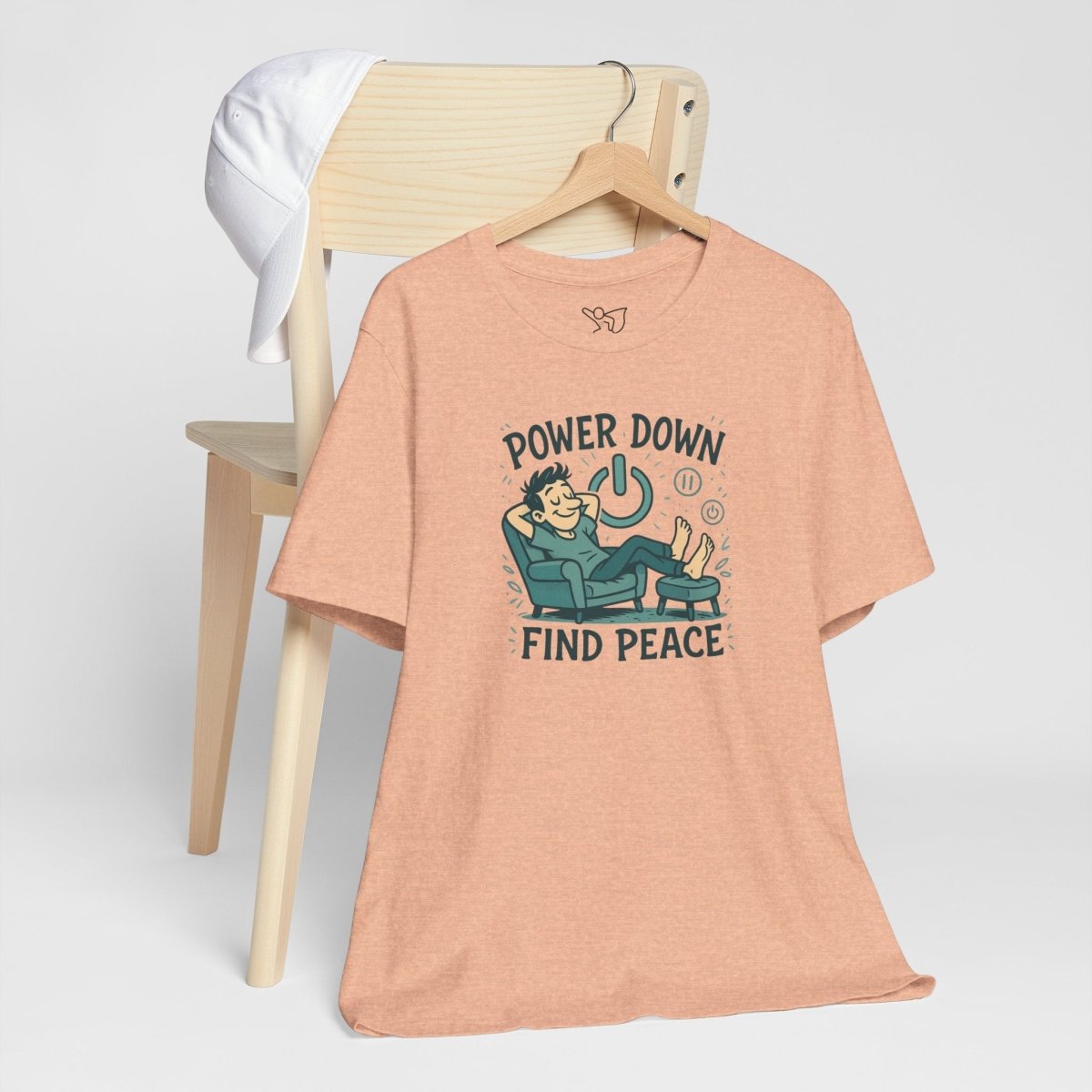 "Power Down, Find Peace" Relaxation - Themed Unisex Tee, Casual Wear, Self - Care Gift, Relaxation Shirt, Comfort Tee - MINDSet Collection - AI Tee Hero