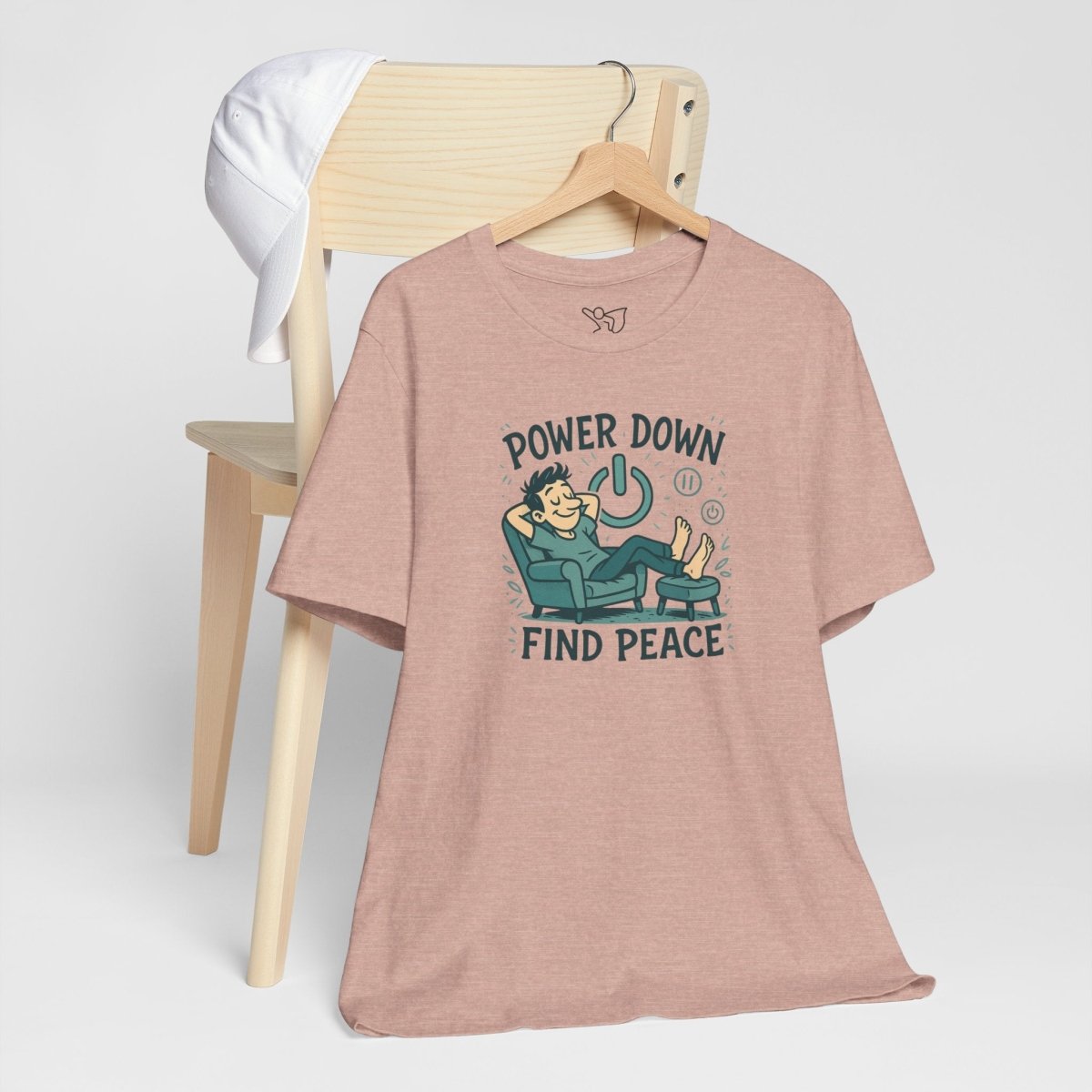 "Power Down, Find Peace" Relaxation - Themed Unisex Tee, Casual Wear, Self - Care Gift, Relaxation Shirt, Comfort Tee - MINDSet Collection - AI Tee Hero