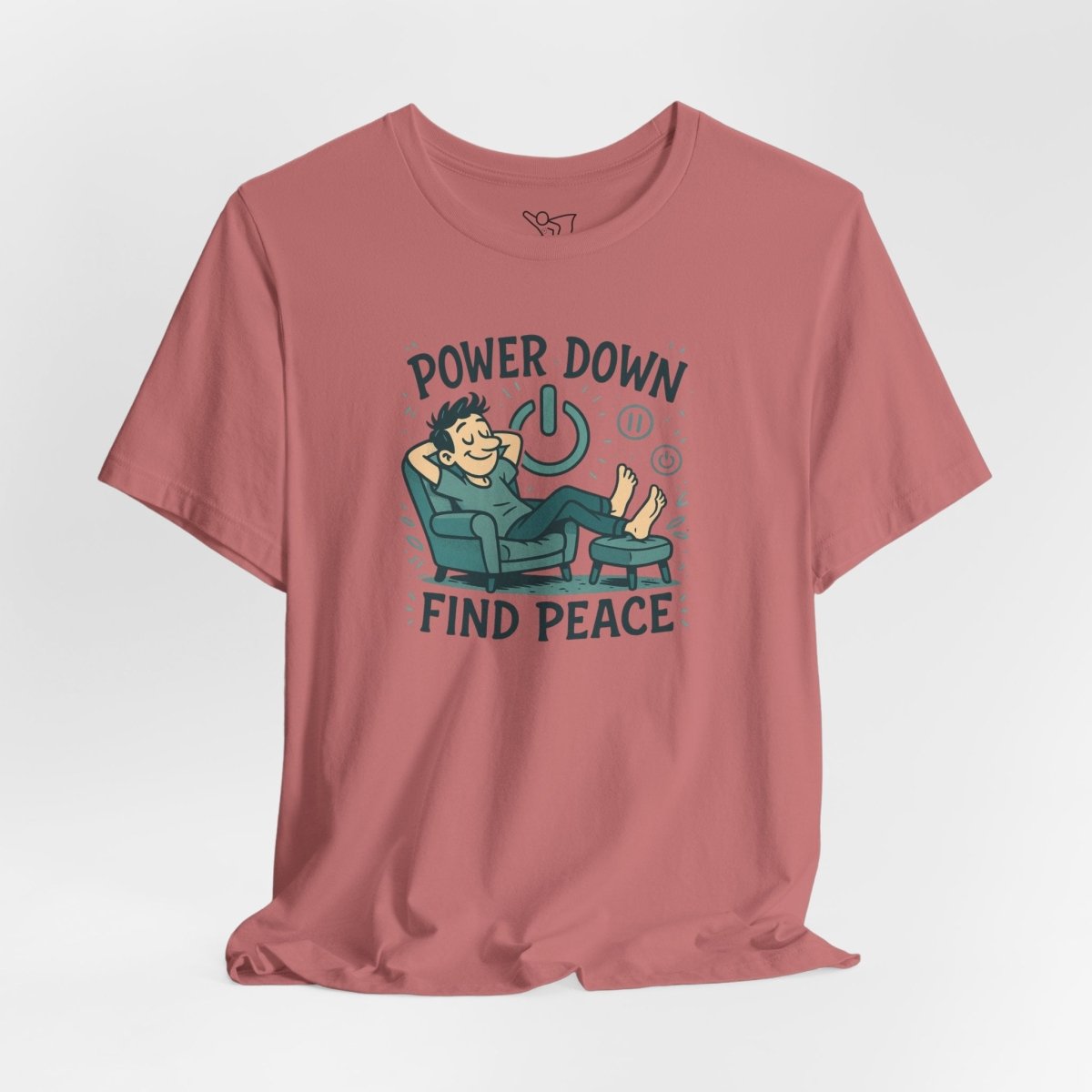 "Power Down, Find Peace" Relaxation - Themed Unisex Tee, Casual Wear, Self - Care Gift, Relaxation Shirt, Comfort Tee - MINDSet Collection - AI Tee Hero