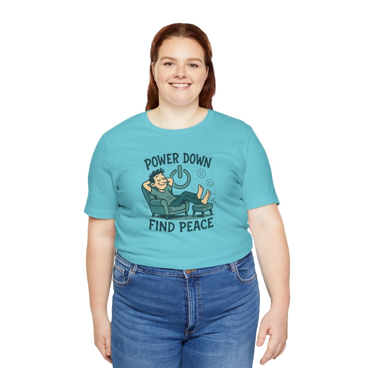 "Power Down, Find Peace" Relaxation - Themed Unisex Tee, Casual Wear, Self - Care Gift, Relaxation Shirt, Comfort Tee - MINDSet Collection - AI Tee Hero