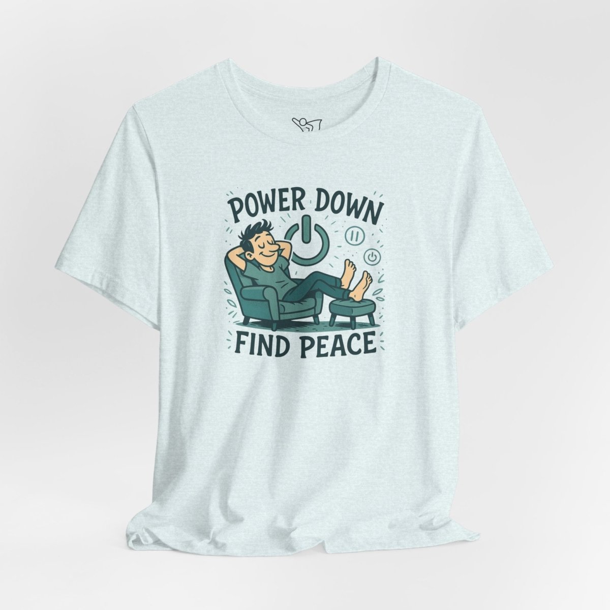 "Power Down, Find Peace" Relaxation - Themed Unisex Tee, Casual Wear, Self - Care Gift, Relaxation Shirt, Comfort Tee - MINDSet Collection - AI Tee Hero