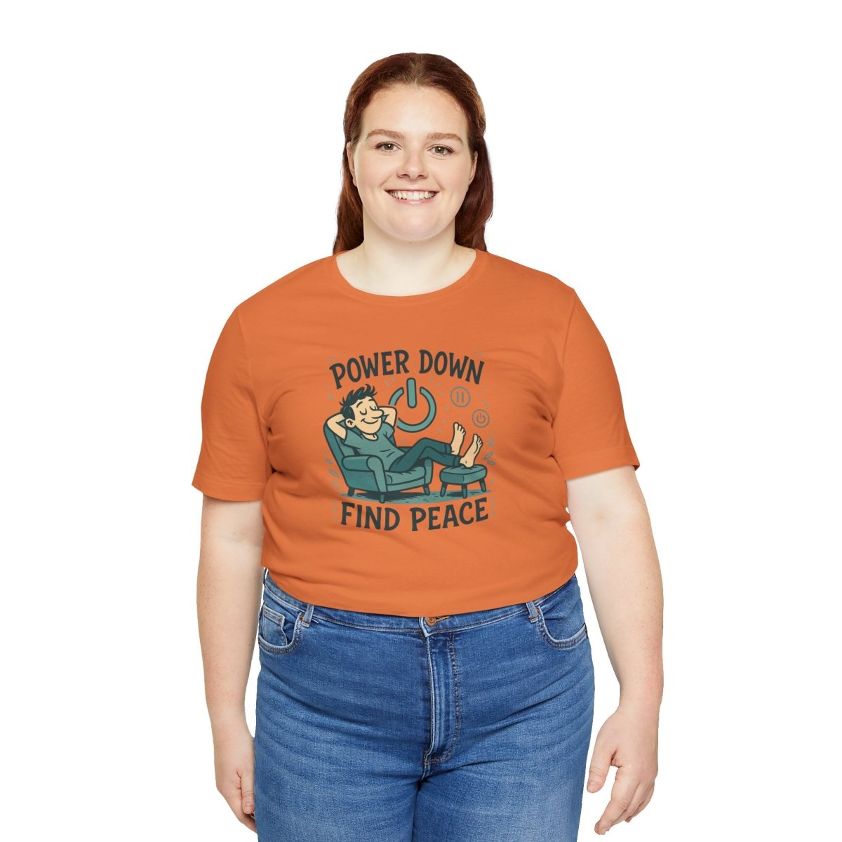 "Power Down, Find Peace" Relaxation - Themed Unisex Tee, Casual Wear, Self - Care Gift, Relaxation Shirt, Comfort Tee - MINDSet Collection - AI Tee Hero