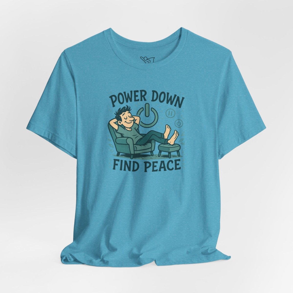 "Power Down, Find Peace" Relaxation - Themed Unisex Tee, Casual Wear, Self - Care Gift, Relaxation Shirt, Comfort Tee - MINDSet Collection - AI Tee Hero