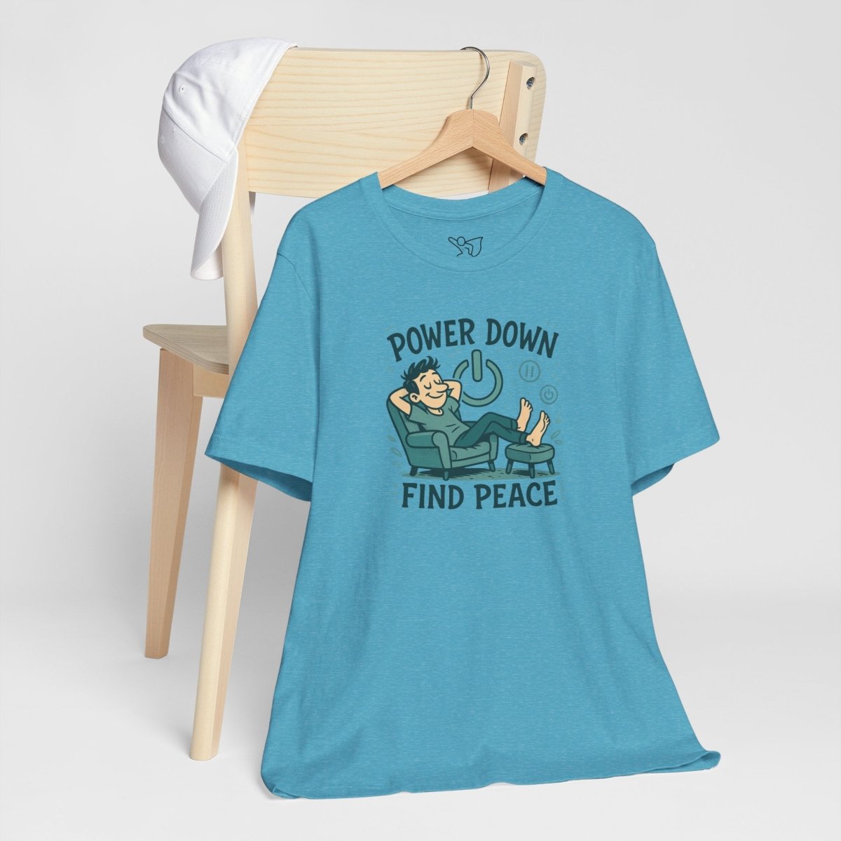 "Power Down, Find Peace" Relaxation - Themed Unisex Tee, Casual Wear, Self - Care Gift, Relaxation Shirt, Comfort Tee - MINDSet Collection - AI Tee Hero