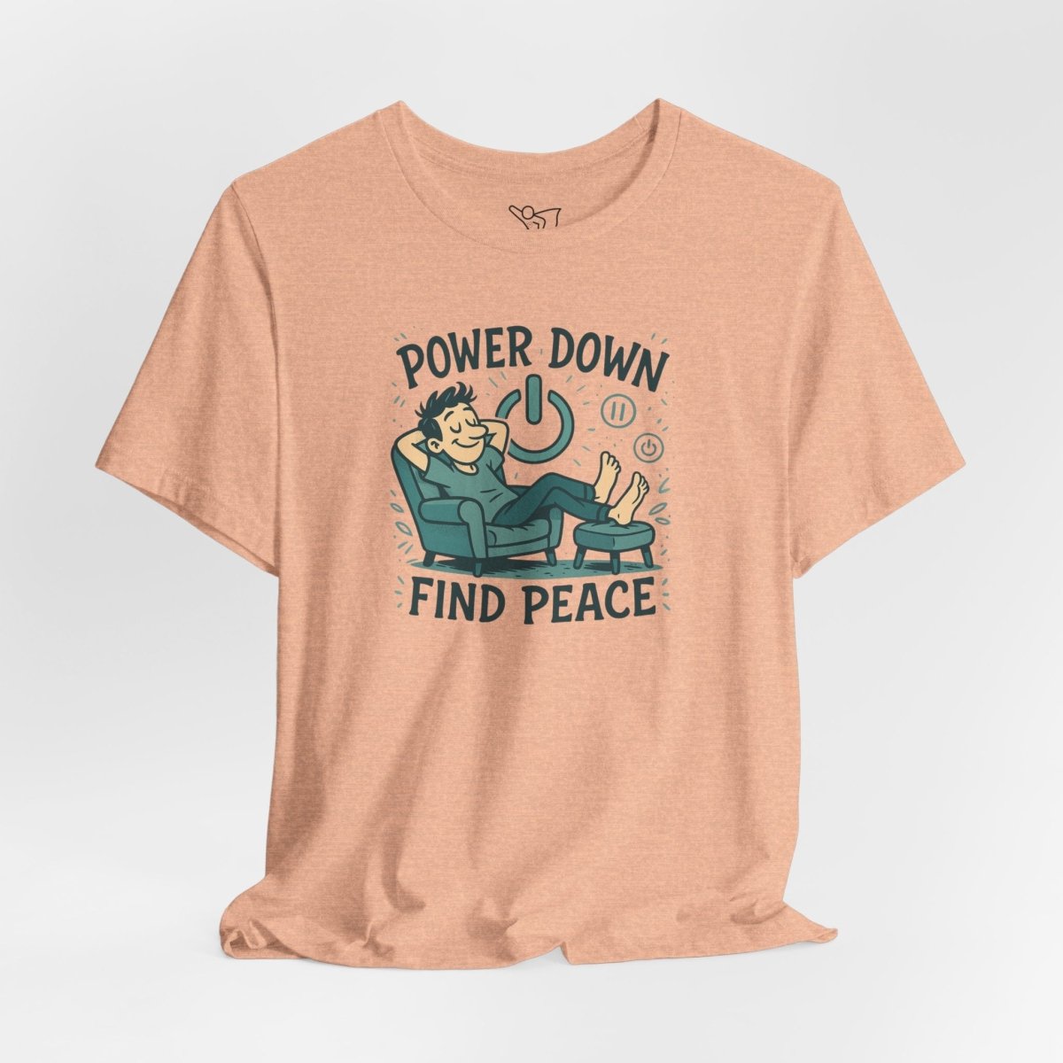 "Power Down, Find Peace" Relaxation - Themed Unisex Tee, Casual Wear, Self - Care Gift, Relaxation Shirt, Comfort Tee - MINDSet Collection - AI Tee Hero