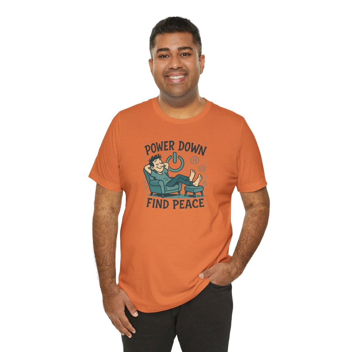"Power Down, Find Peace" Relaxation - Themed Unisex Tee, Casual Wear, Self - Care Gift, Relaxation Shirt, Comfort Tee - MINDSet Collection - AI Tee Hero