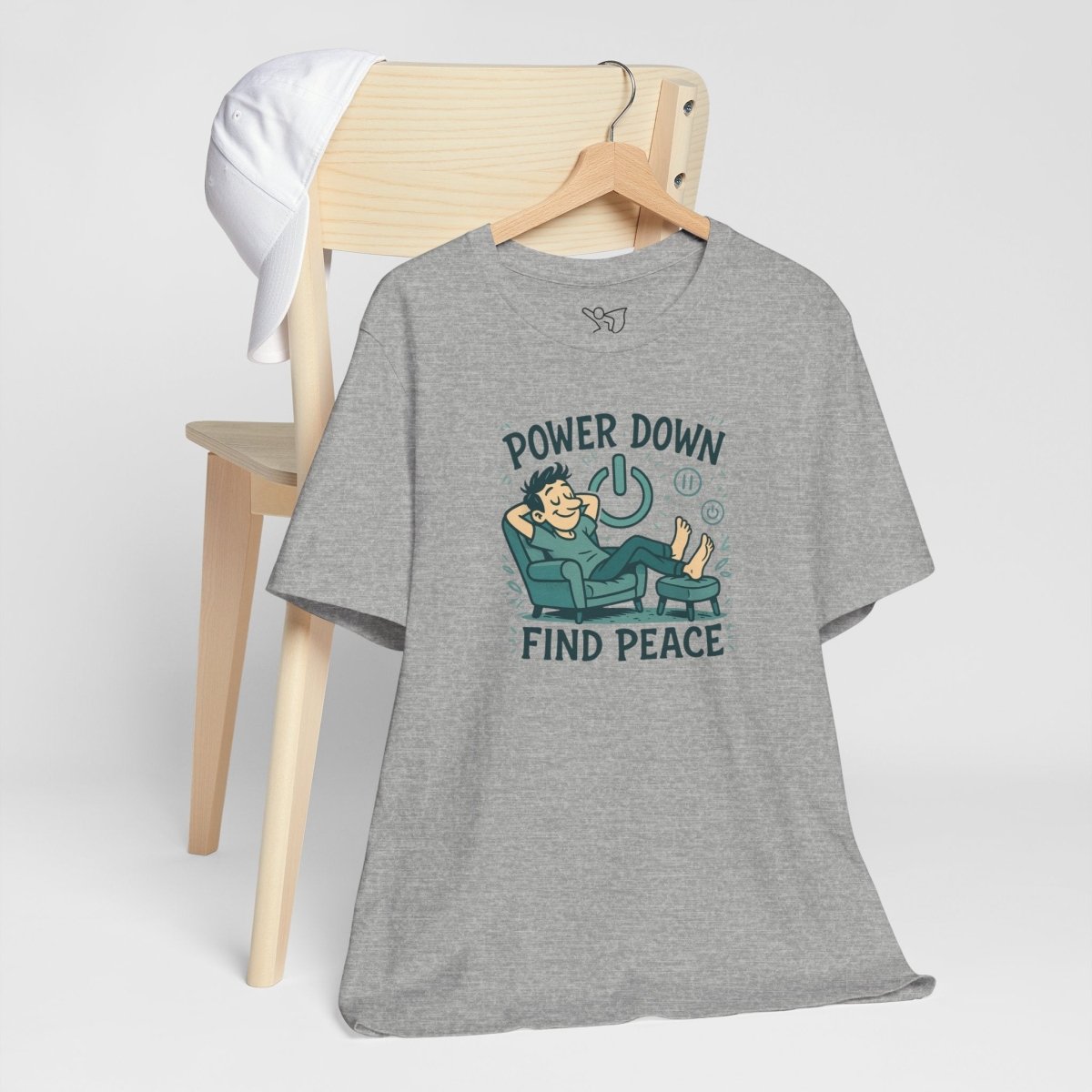 "Power Down, Find Peace" Relaxation - Themed Unisex Tee, Casual Wear, Self - Care Gift, Relaxation Shirt, Comfort Tee - MINDSet Collection - AI Tee Hero