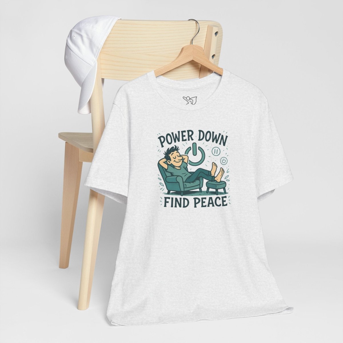 "Power Down, Find Peace" Relaxation - Themed Unisex Tee, Casual Wear, Self - Care Gift, Relaxation Shirt, Comfort Tee - MINDSet Collection - AI Tee Hero