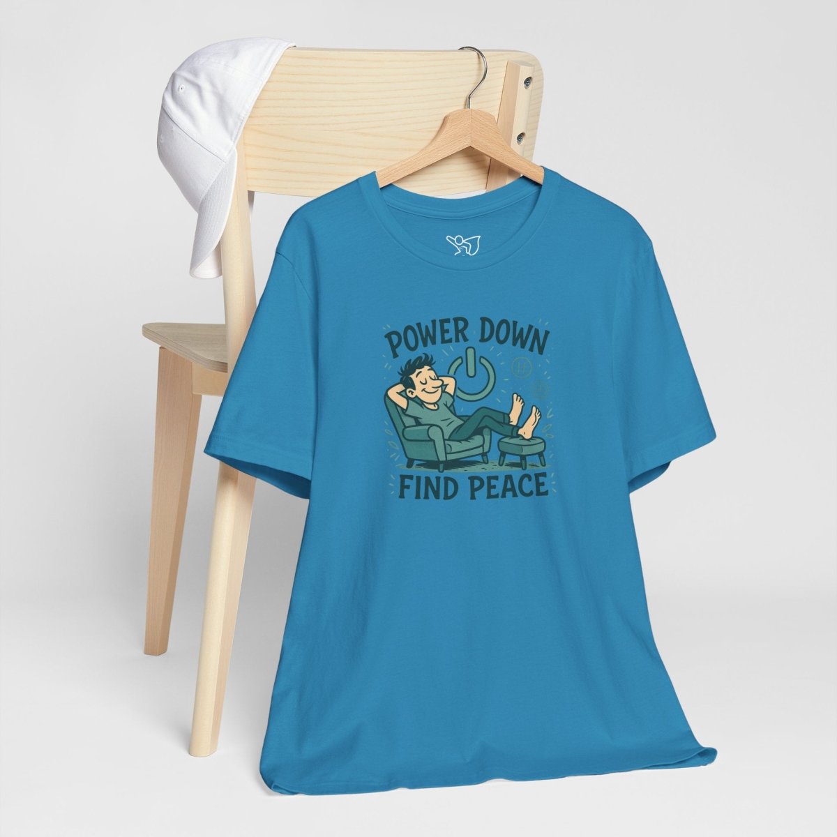 "Power Down, Find Peace" Relaxation - Themed Unisex Tee, Casual Wear, Self - Care Gift, Relaxation Shirt, Comfort Tee - MINDSet Collection - AI Tee Hero