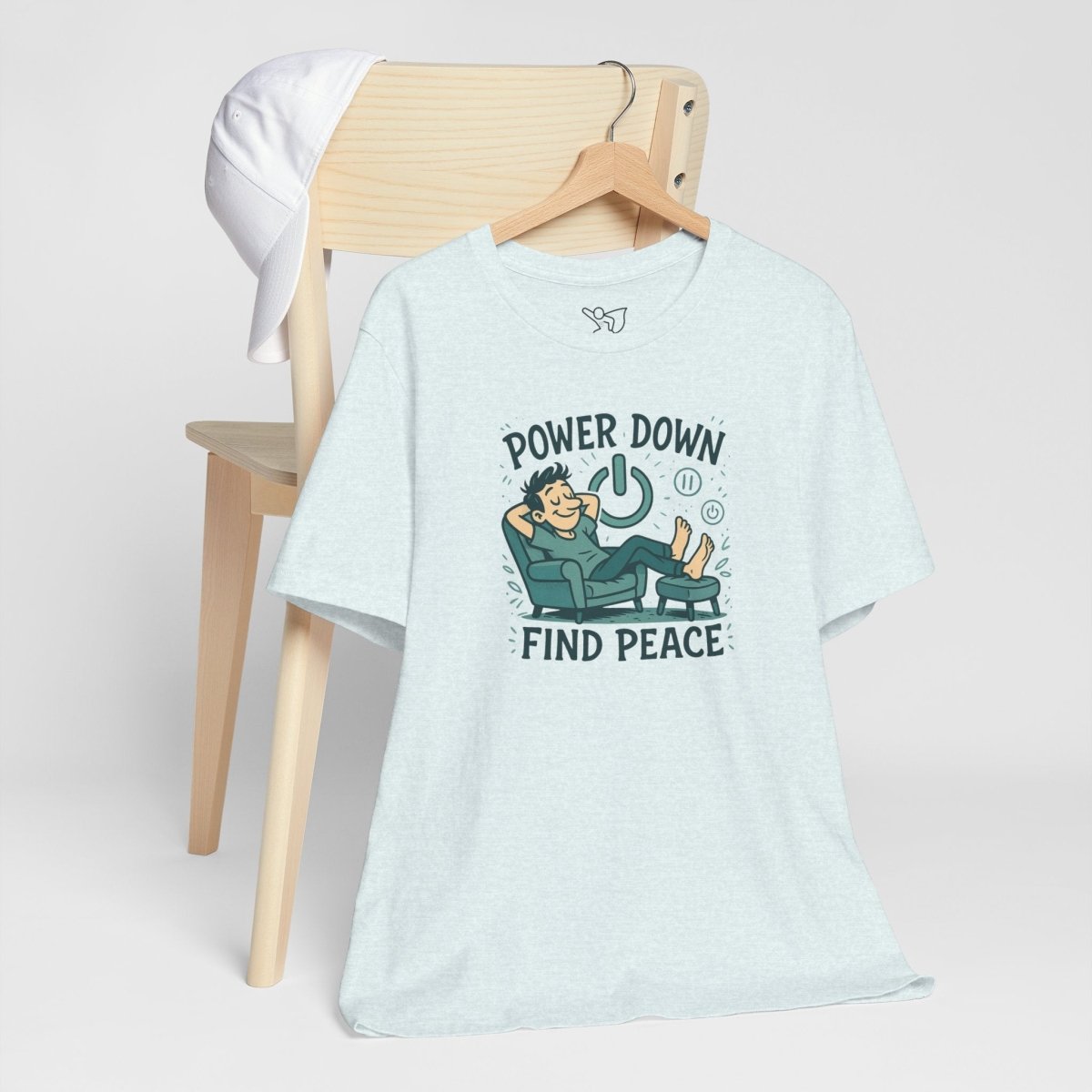 "Power Down, Find Peace" Relaxation - Themed Unisex Tee, Casual Wear, Self - Care Gift, Relaxation Shirt, Comfort Tee - MINDSet Collection - AI Tee Hero