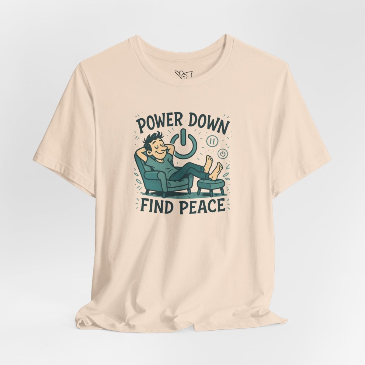 "Power Down, Find Peace" Relaxation - Themed Unisex Tee, Casual Wear, Self - Care Gift, Relaxation Shirt, Comfort Tee - MINDSet Collection - AI Tee Hero