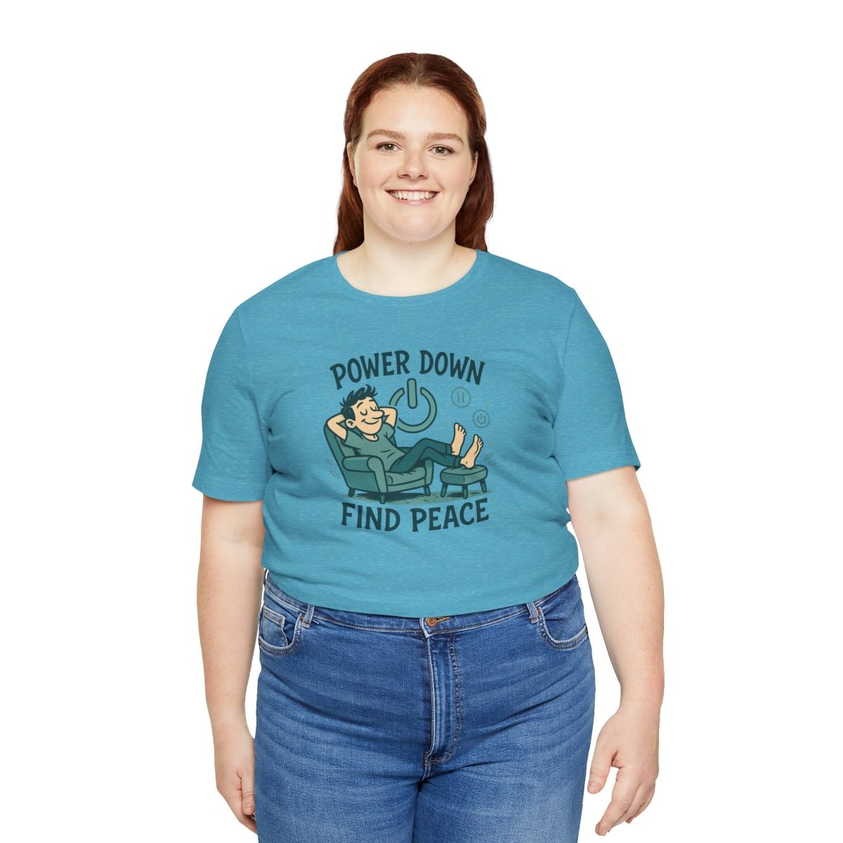 "Power Down, Find Peace" Relaxation - Themed Unisex Tee, Casual Wear, Self - Care Gift, Relaxation Shirt, Comfort Tee - MINDSet Collection - AI Tee Hero