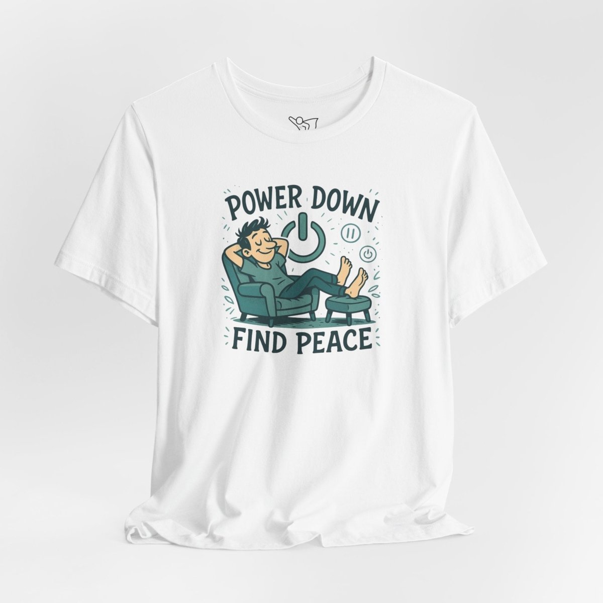 "Power Down, Find Peace" Relaxation - Themed Unisex Tee, Casual Wear, Self - Care Gift, Relaxation Shirt, Comfort Tee - MINDSet Collection - AI Tee Hero