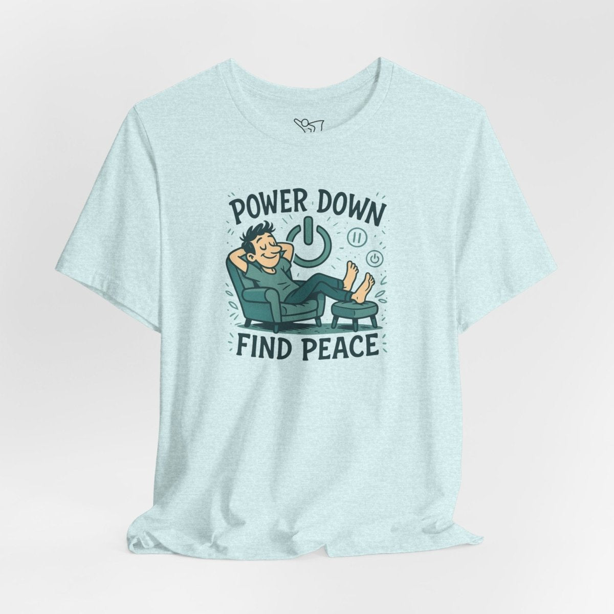 "Power Down, Find Peace" Relaxation - Themed Unisex Tee, Casual Wear, Self - Care Gift, Relaxation Shirt, Comfort Tee - MINDSet Collection - AI Tee Hero