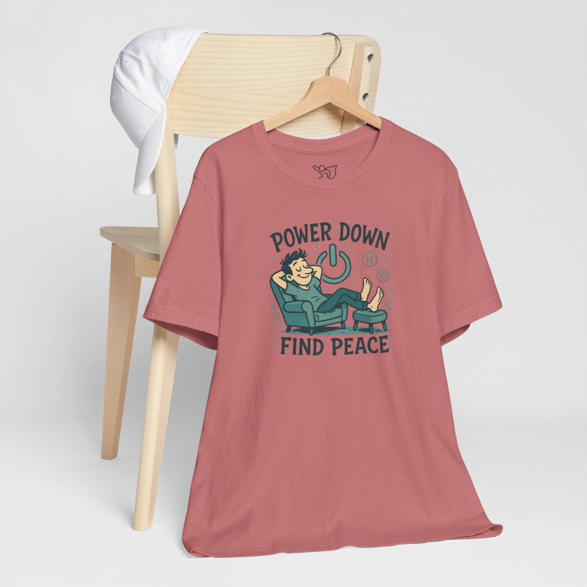"Power Down, Find Peace" Relaxation - Themed Unisex Tee, Casual Wear, Self - Care Gift, Relaxation Shirt, Comfort Tee - MINDSet Collection - AI Tee Hero