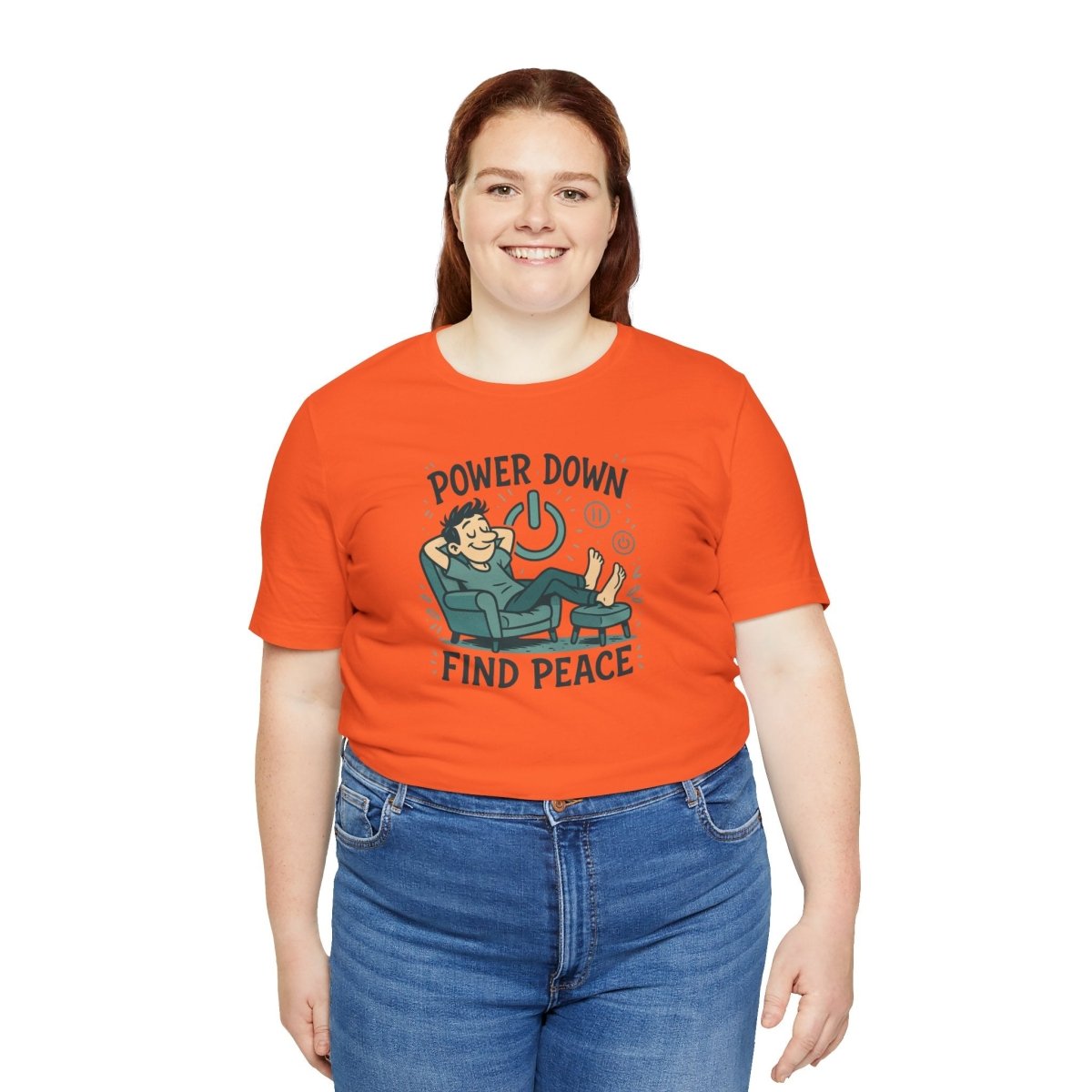 "Power Down, Find Peace" Relaxation - Themed Unisex Tee, Casual Wear, Self - Care Gift, Relaxation Shirt, Comfort Tee - MINDSet Collection - AI Tee Hero