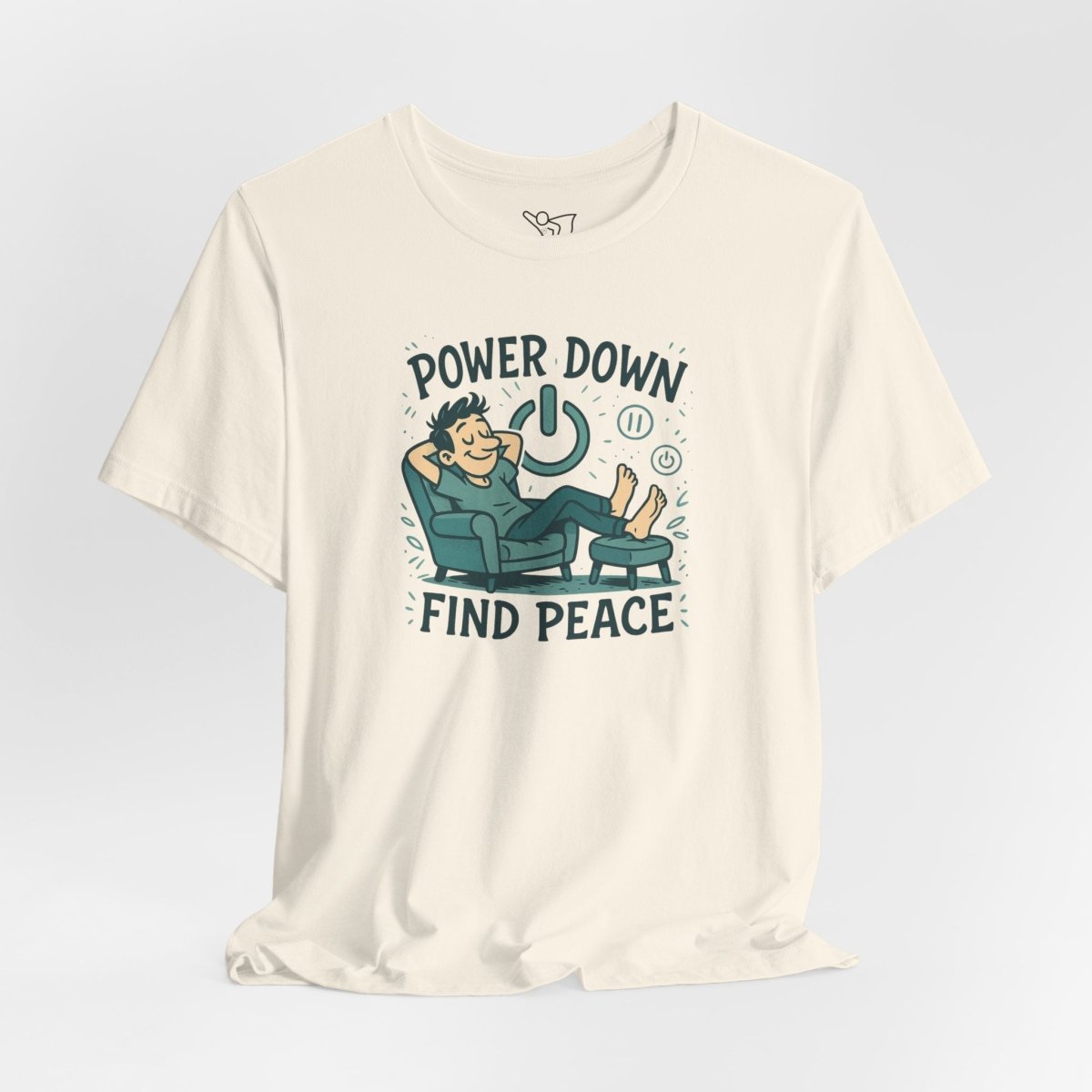 "Power Down, Find Peace" Relaxation - Themed Unisex Tee, Casual Wear, Self - Care Gift, Relaxation Shirt, Comfort Tee - MINDSet Collection - AI Tee Hero
