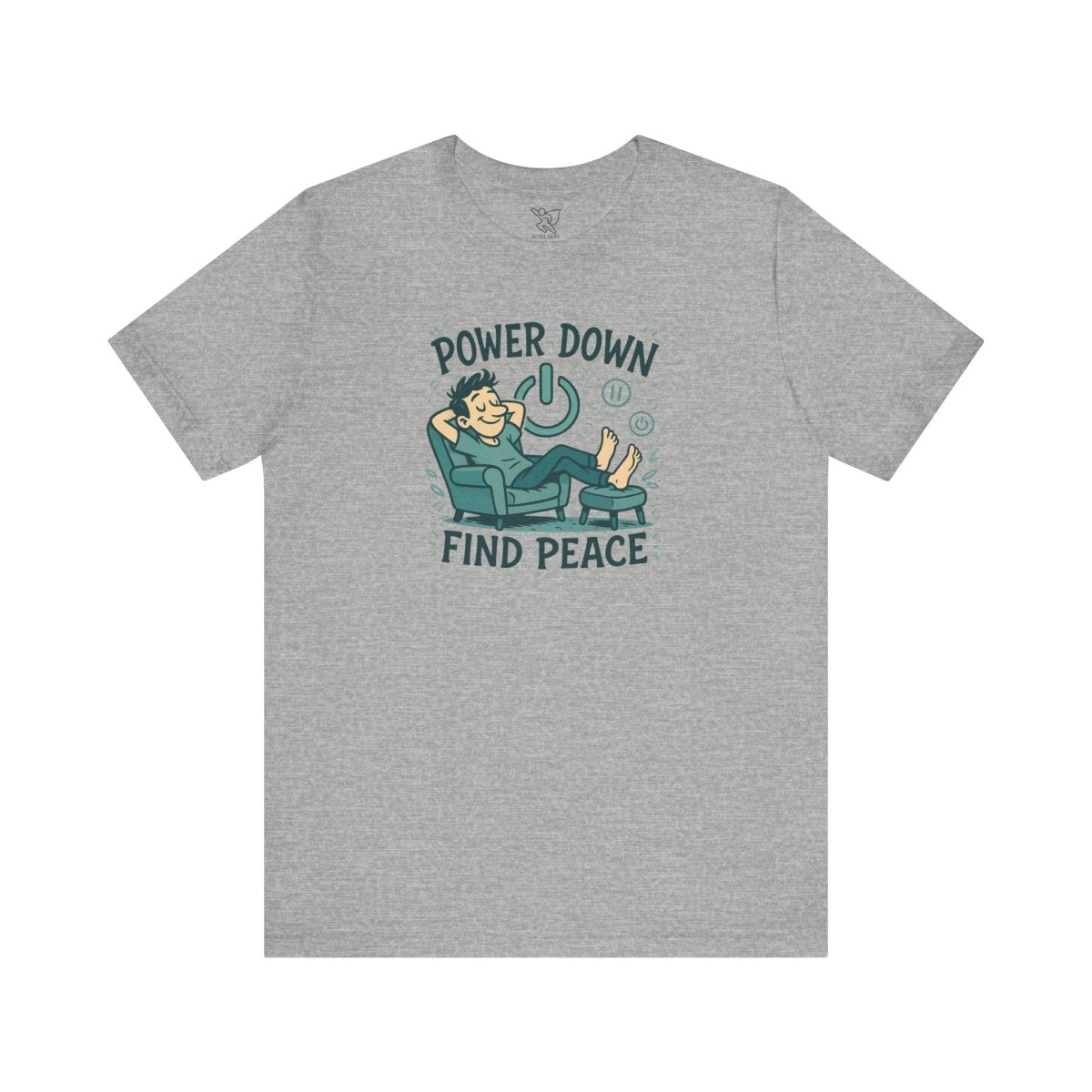 "Power Down, Find Peace" Relaxation - Themed Unisex Tee, Casual Wear, Self - Care Gift, Relaxation Shirt, Comfort Tee - MINDSet Collection - AI Tee Hero