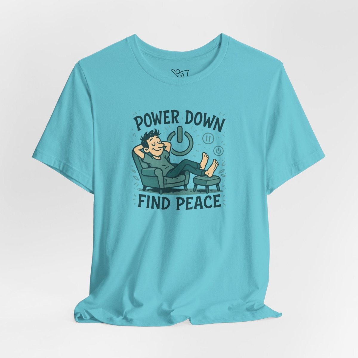 "Power Down, Find Peace" Relaxation - Themed Unisex Tee, Casual Wear, Self - Care Gift, Relaxation Shirt, Comfort Tee - MINDSet Collection - AI Tee Hero