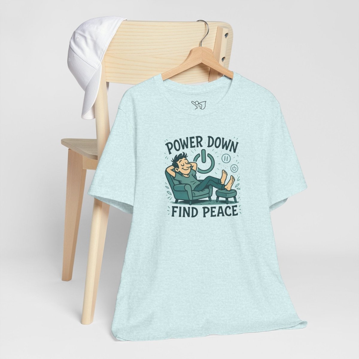 "Power Down, Find Peace" Relaxation - Themed Unisex Tee, Casual Wear, Self - Care Gift, Relaxation Shirt, Comfort Tee - MINDSet Collection - AI Tee Hero