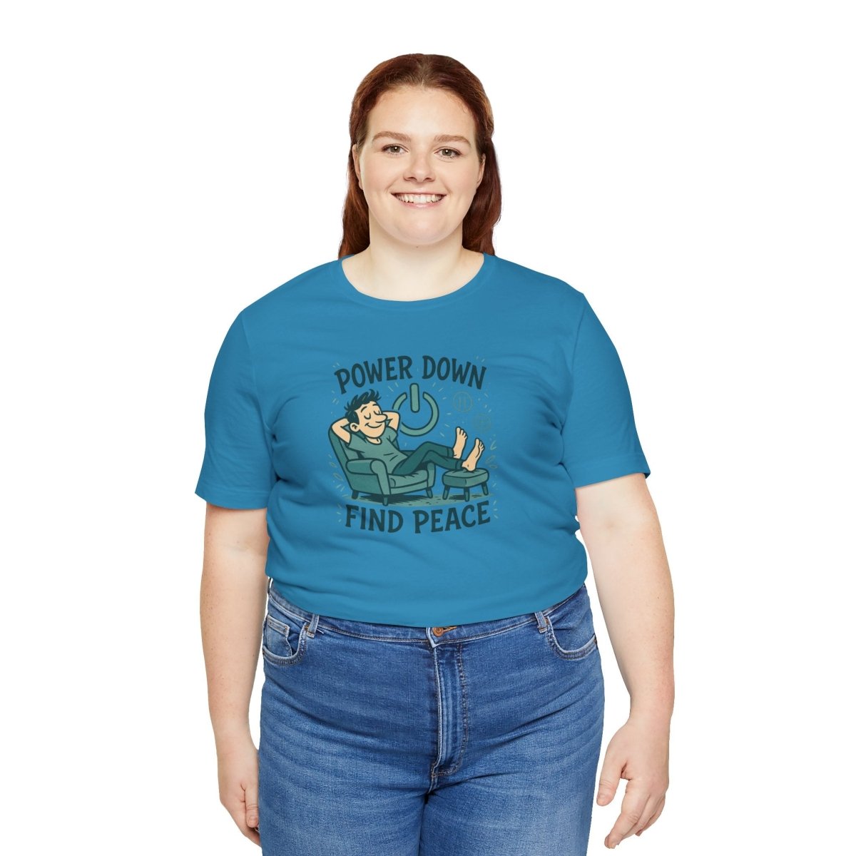"Power Down, Find Peace" Relaxation - Themed Unisex Tee, Casual Wear, Self - Care Gift, Relaxation Shirt, Comfort Tee - MINDSet Collection - AI Tee Hero