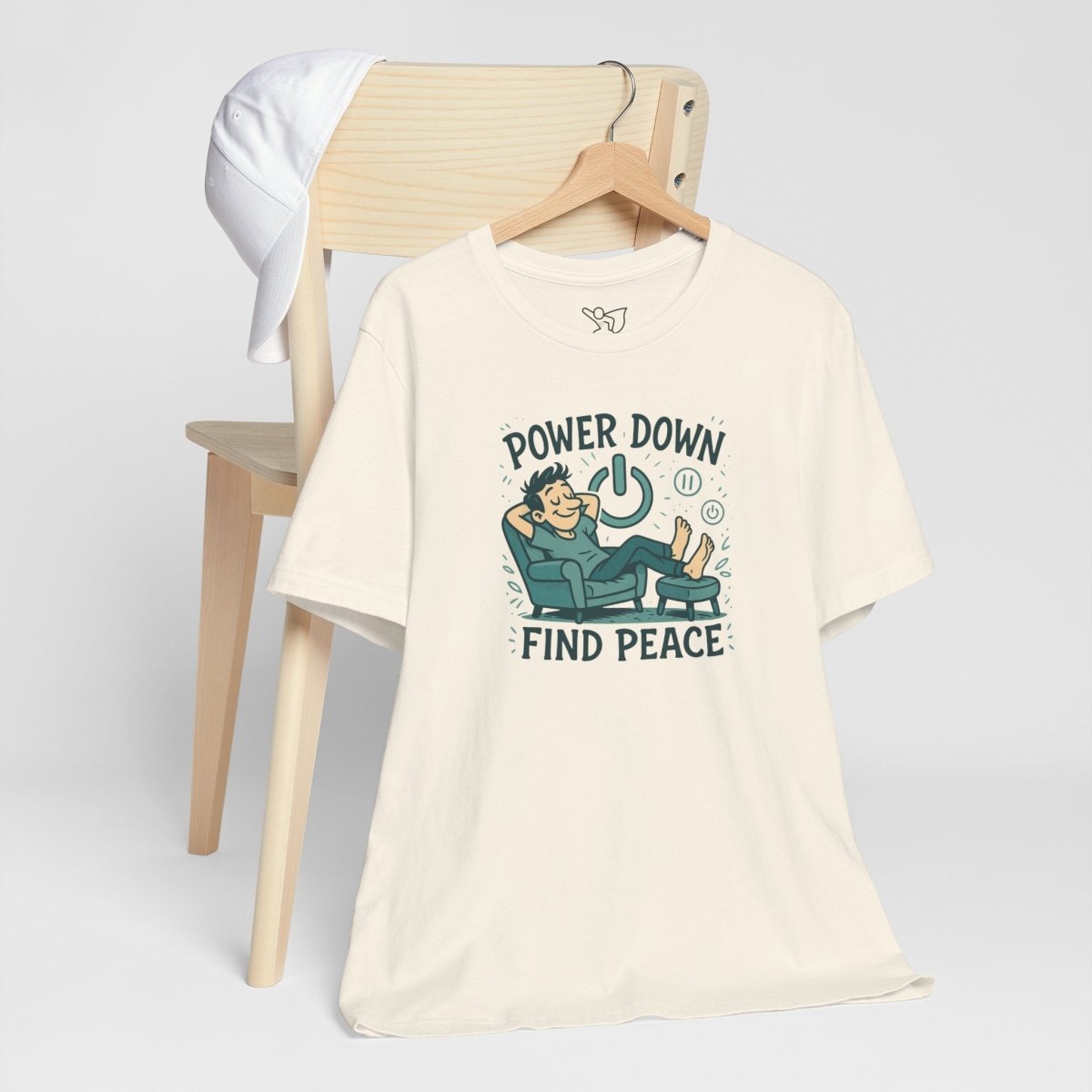 "Power Down, Find Peace" Relaxation - Themed Unisex Tee, Casual Wear, Self - Care Gift, Relaxation Shirt, Comfort Tee - MINDSet Collection - AI Tee Hero