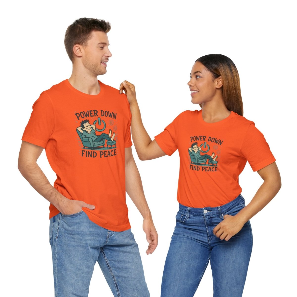 "Power Down, Find Peace" Relaxation - Themed Unisex Tee, Casual Wear, Self - Care Gift, Relaxation Shirt, Comfort Tee - MINDSet Collection - AI Tee Hero