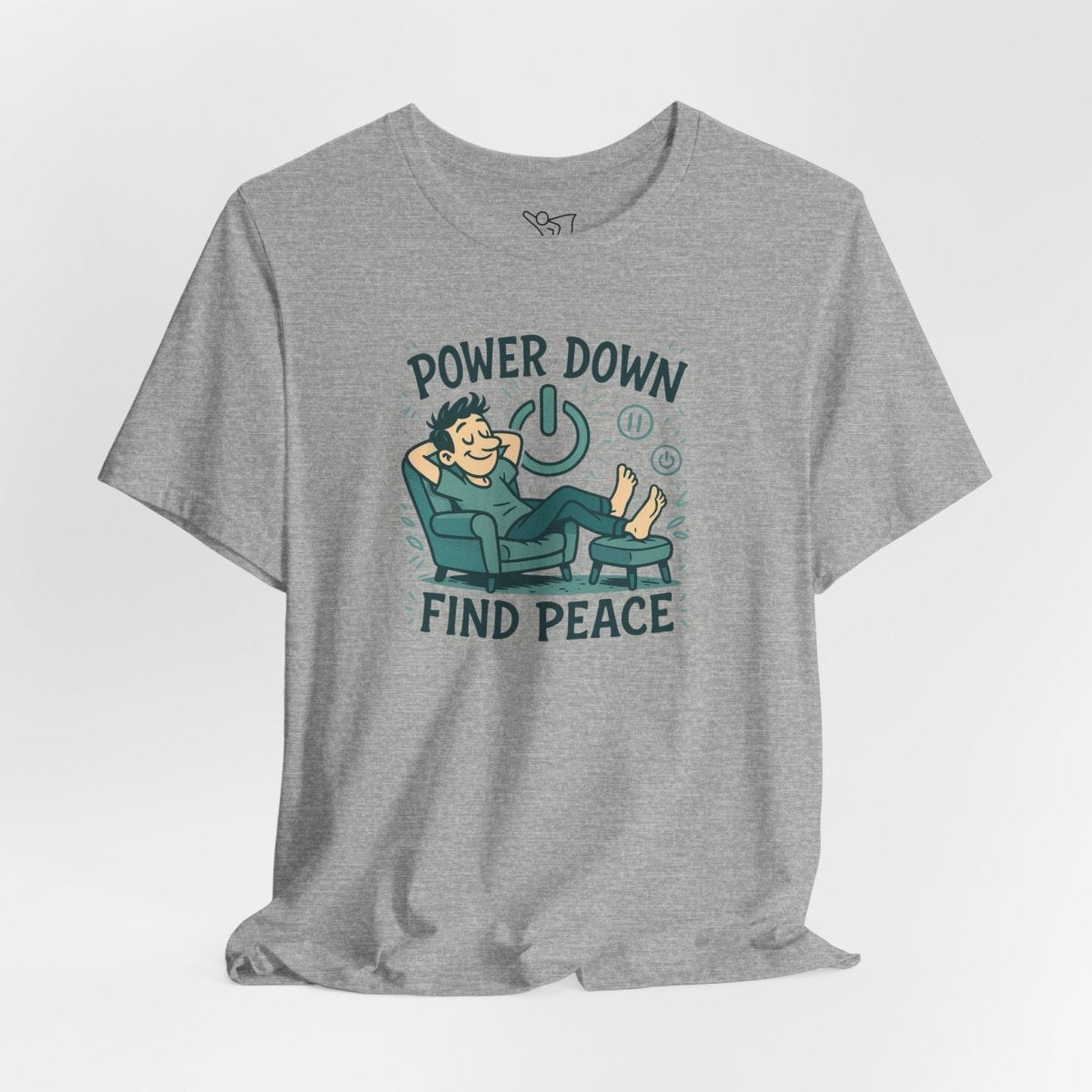 "Power Down, Find Peace" Relaxation - Themed Unisex Tee, Casual Wear, Self - Care Gift, Relaxation Shirt, Comfort Tee - MINDSet Collection - AI Tee Hero