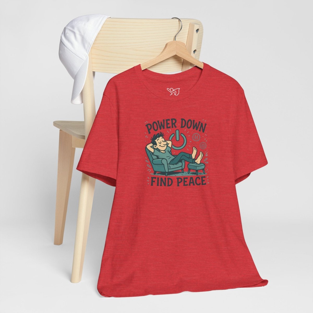 "Power Down, Find Peace" Relaxation - Themed Unisex Tee, Casual Wear, Self - Care Gift, Relaxation Shirt, Comfort Tee - MINDSet Collection - AI Tee Hero