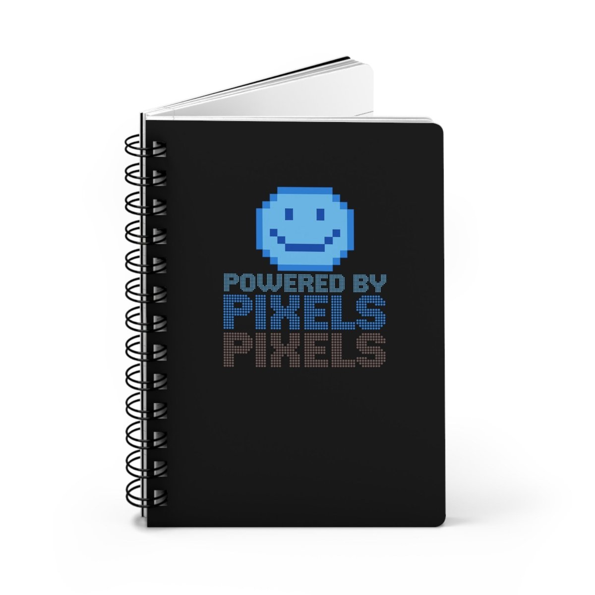 "Powered by Pixels" Art Spiral Bound Journal | Notebook for Creatives, Gamers, Artists, Gift for Nerds, Cool Stationery - AI Tee Hero