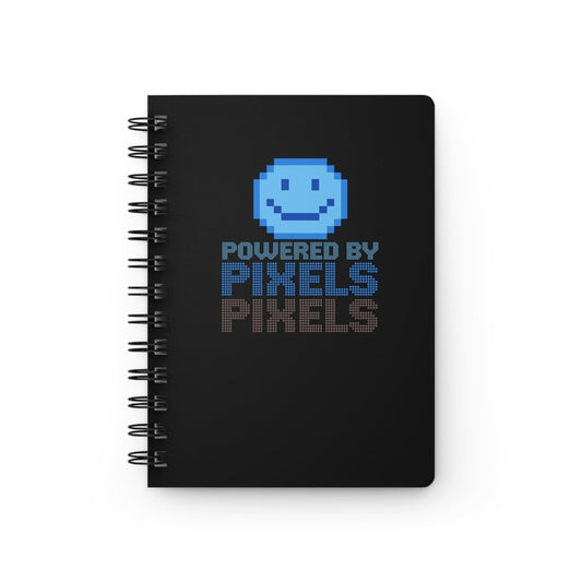 "Powered by Pixels" Art Spiral Bound Journal | Notebook for Creatives, Gamers, Artists, Gift for Nerds, Cool Stationery - AI Tee Hero